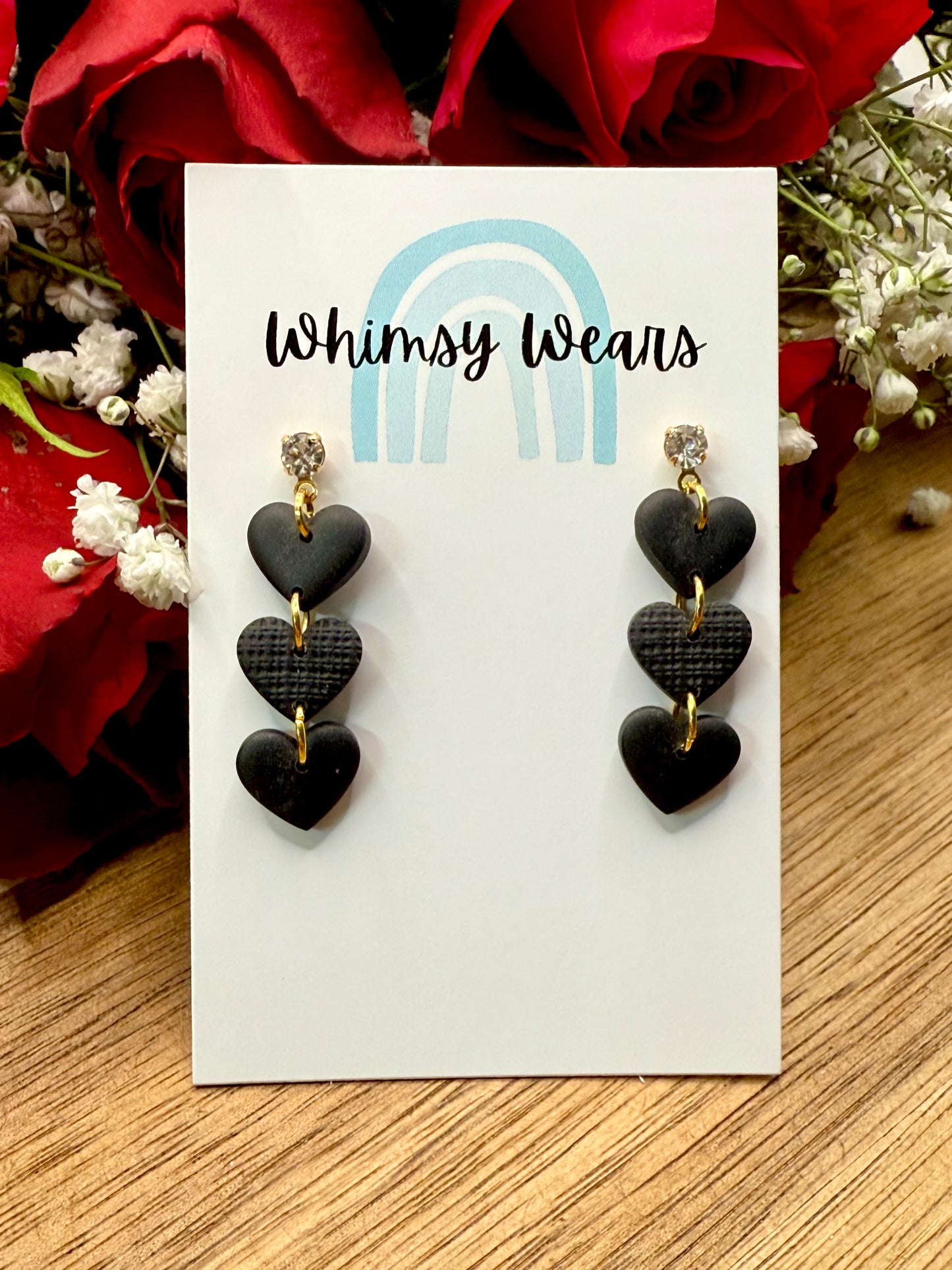 Valentines Triple Black Hearts