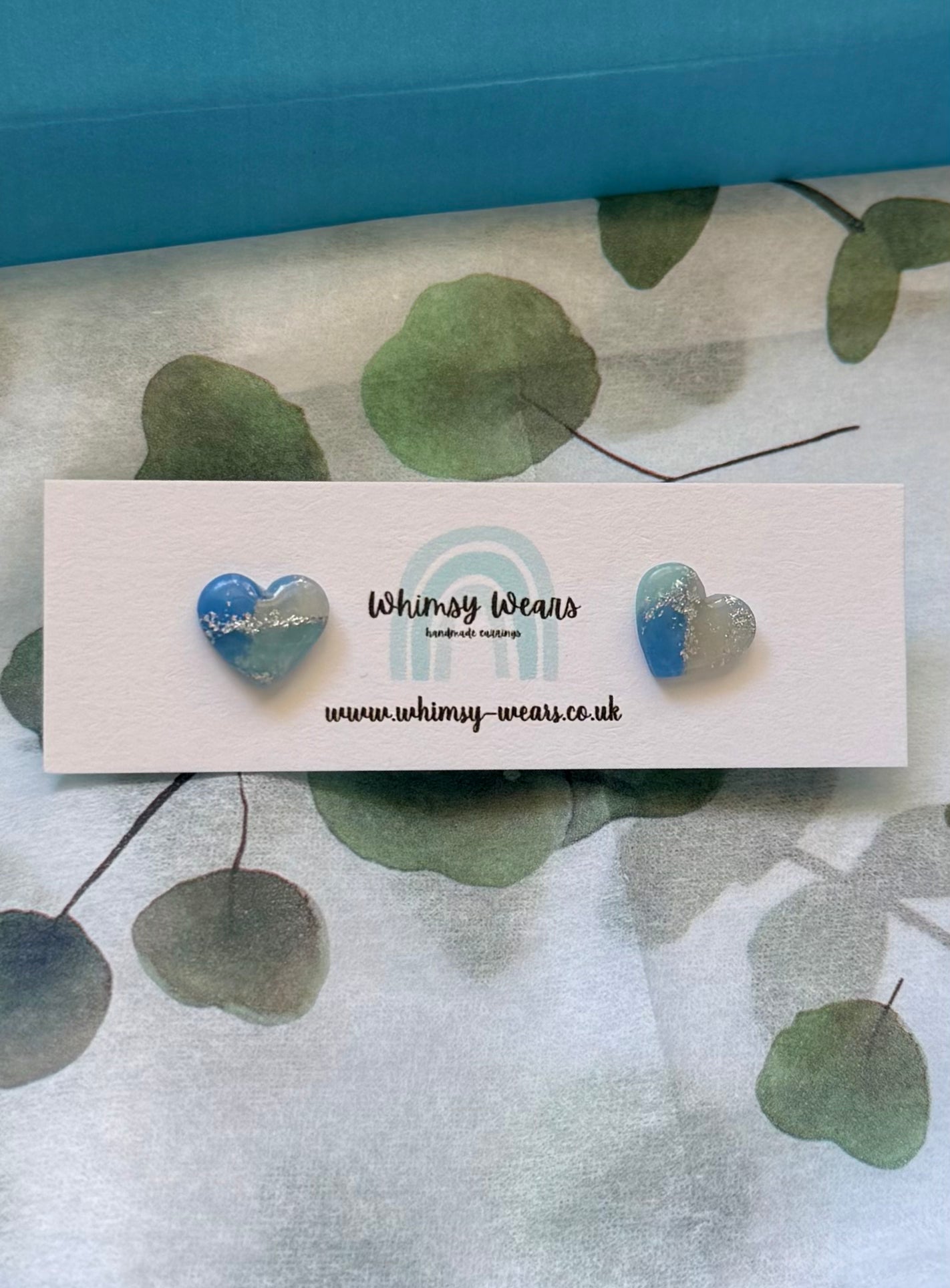 Blue & Silver Marble Studs