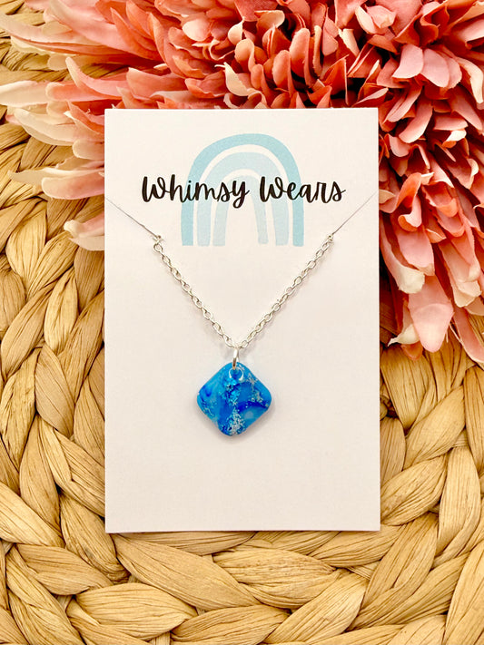 Blue Marbled Necklace