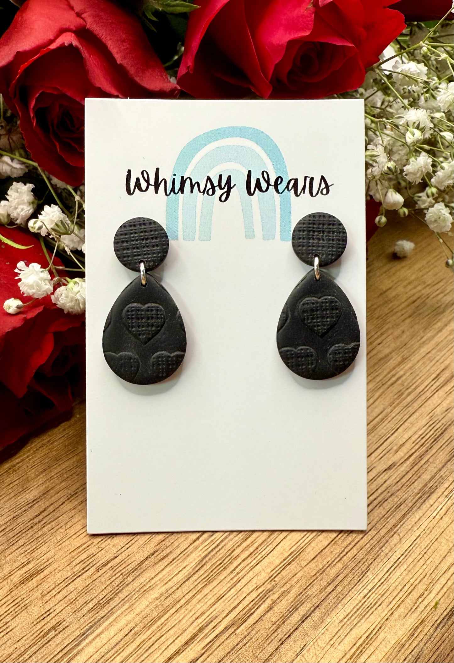 Valentines Black Textured Droplets