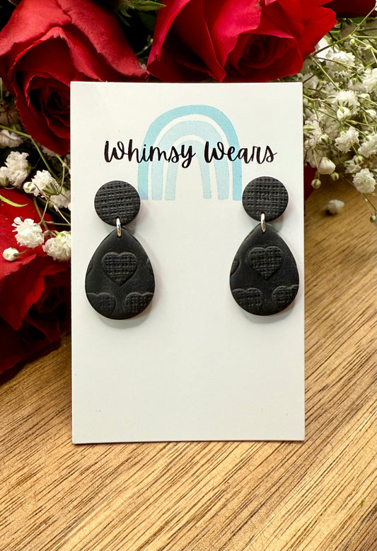 Valentines Black Textured Droplets