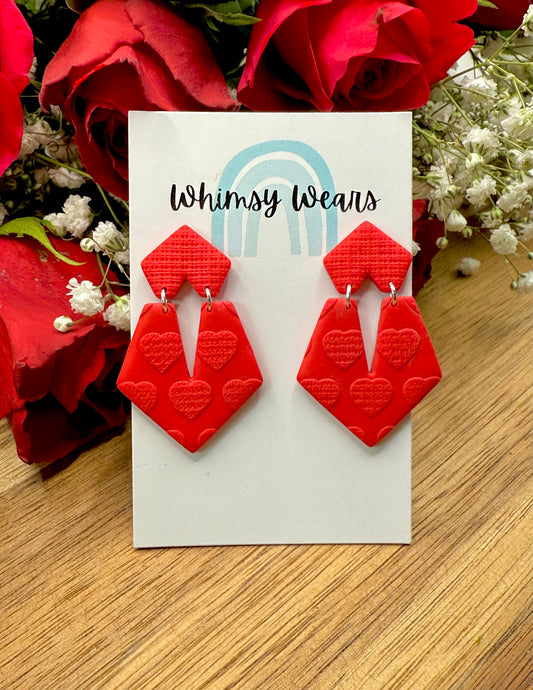 Valentines Textured Drop Earrings